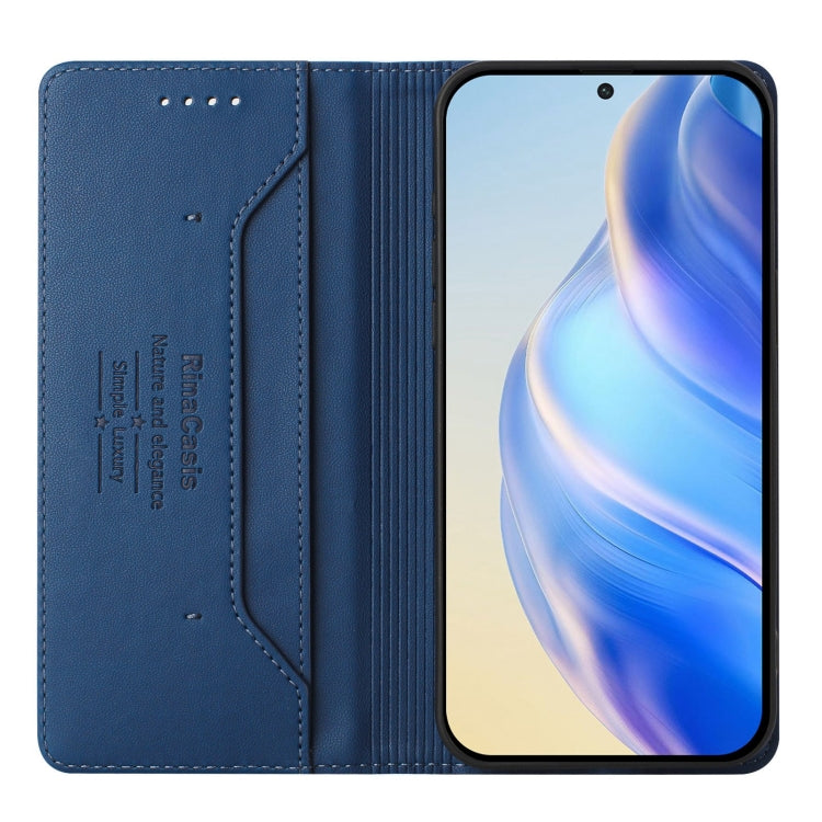Funda de Cuero con Doble Pliegue y Succión Magnética Rfid para Teléfono TCL 502 Rc01 (Azul Oscuro)