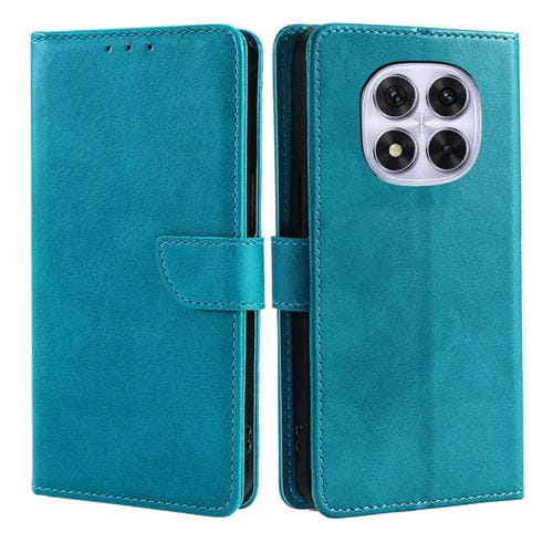 Funda de Cuero con Tapa y Hebilla con Textura de Becerro para Redmi Note 14 Pro 5G (Azul Claro)