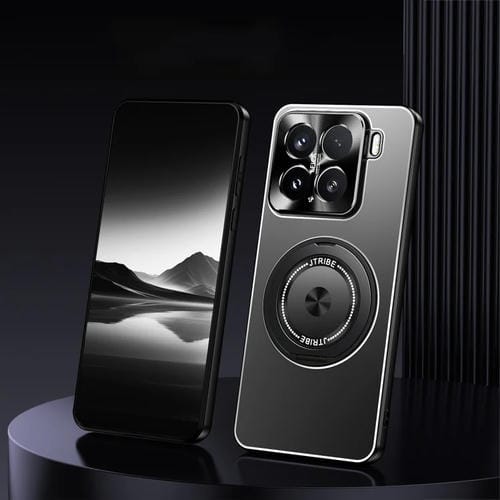 Funda De Metal Esmerilado Con Soporte Giratorio Para Xiaomi 15 (Negra)