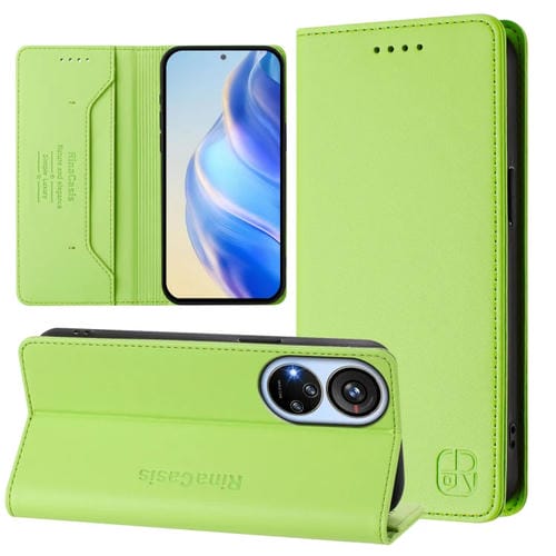 Funda de Cuero con Doble Pliegue y Succión Magnética Rfid para ZTE Blade V40S Rc01 (Verde)