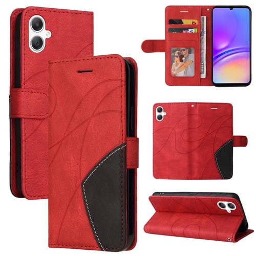 Funda de cuero con tapa y dos colores para Samsung Galaxy A07 5G (roja)
