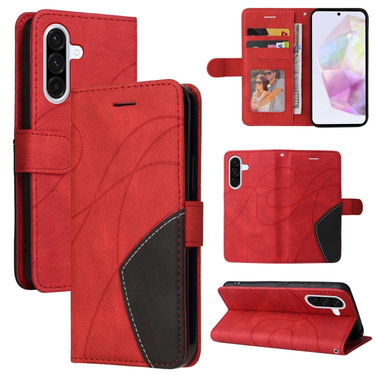 Funda de cuero con tapa y dos colores para Samsung Galaxy A36 5G / M56 5G (roja)