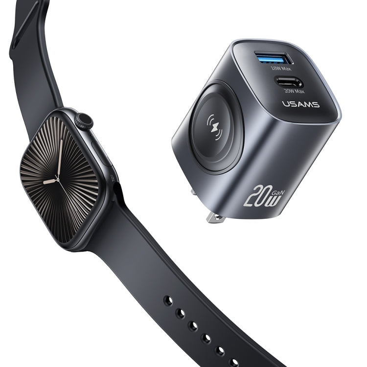 Cargador rápido Usams T67 20 W con puerto USB y USB-C Gan (Pistola)