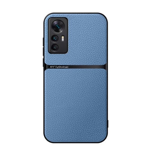 Funda para Teléfono con Tapa Magnética de Piel de Lichi para Xiaomi 12/12S/12X, a Prueba de Golpes (Azul)