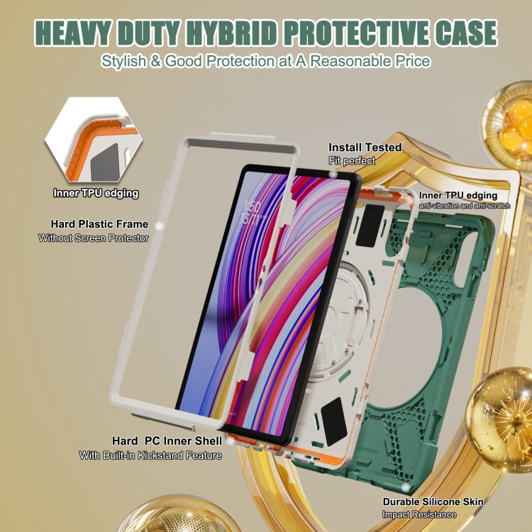 Funda Híbrida de Silicona con Correa para El Hombro para Xiaomi Redmi Pad Pro 12.1, con Soporte Giratorio (Verde Esmeralda)