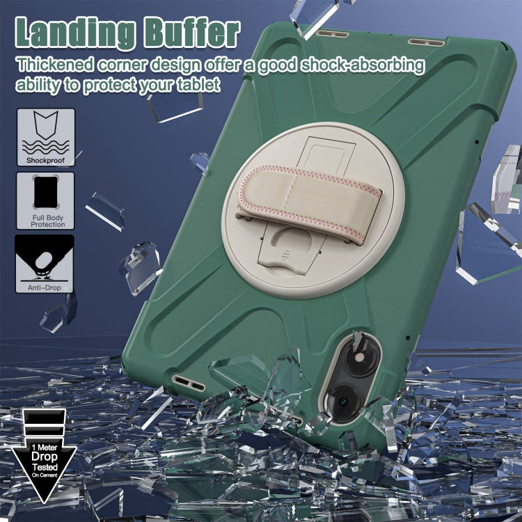 Funda Híbrida de Silicona con Correa para El Hombro para Xiaomi Redmi Pad Pro 12.1, con Soporte Giratorio (Verde Esmeralda)