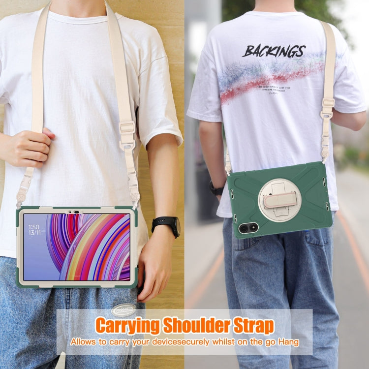 Funda Híbrida de Silicona con Correa para El Hombro para Xiaomi Redmi Pad Pro 12.1, con Soporte Giratorio (Verde Esmeralda)