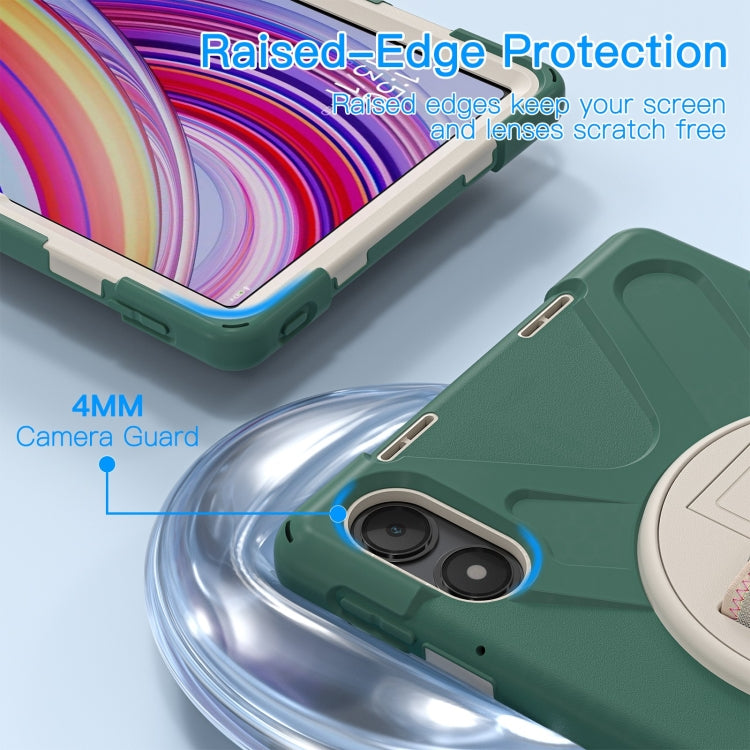 Funda Híbrida de Silicona con Correa para El Hombro para Xiaomi Redmi Pad Pro 12.1, con Soporte Giratorio (Verde Esmeralda)