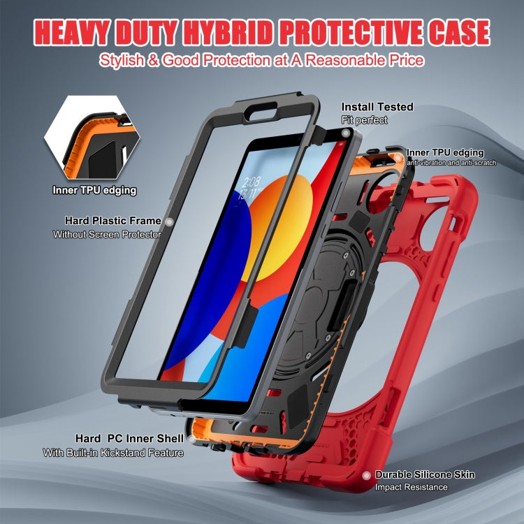 Funda Híbrida de Silicona con Soporte Giratorio para Tableta Xiaomi Redmi Pad Se 8.7 con Correa para El Hombro (Roja)