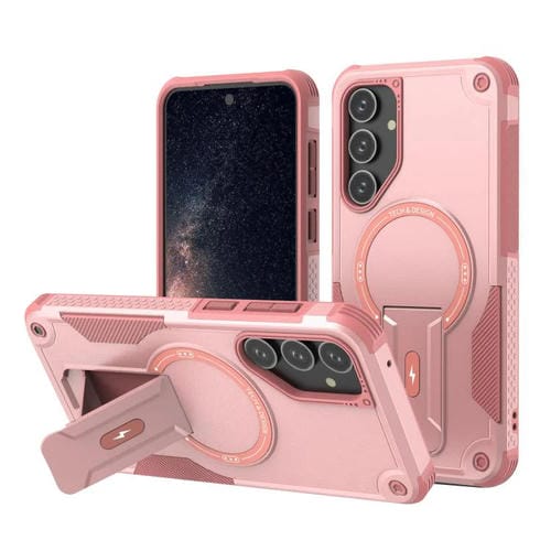 Funda híbrida TPU y PC con soporte Magsafe para Samsung Galaxy A25 5G (Rosa)