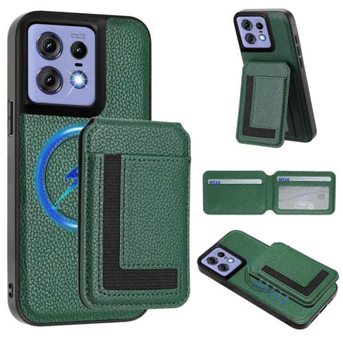 Funda para Teléfono Motorola Edge 50 Pro Cx01 con Tarjetero Magnético Desmontable Magsafe (Verde Pavo Real)