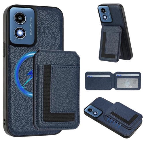 Funda para Teléfono Motorola Moto G Play 2024 4G con Tarjetero Magnético Desmontable (Azul Oscuro)