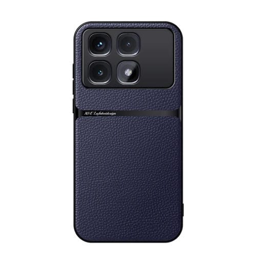 Funda para Teléfono Redmi K70 Ultra de Piel de Lichi con Cobertura Total Magnética y a Prueba de Golpes (Azul Marino)
