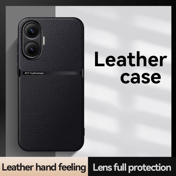 Funda magnética de cuero Litchi para Redmi Turbo 4 Pro, con cobertura total, a prueba de golpes (azul marino)