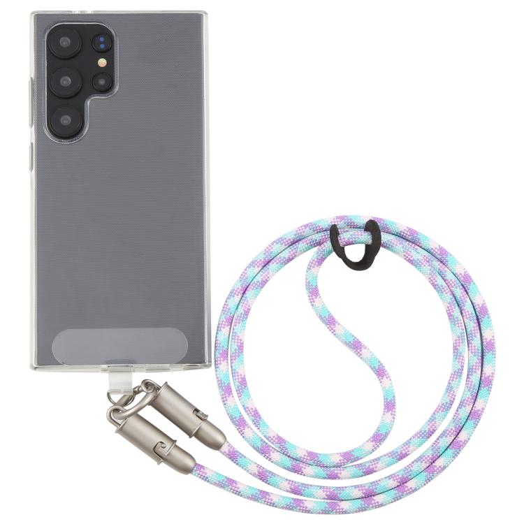Cable de carga de datos Tipo C a Tipo C silicona para teléfono cruzado con cordón largo (Verde, Morado y Blanco)