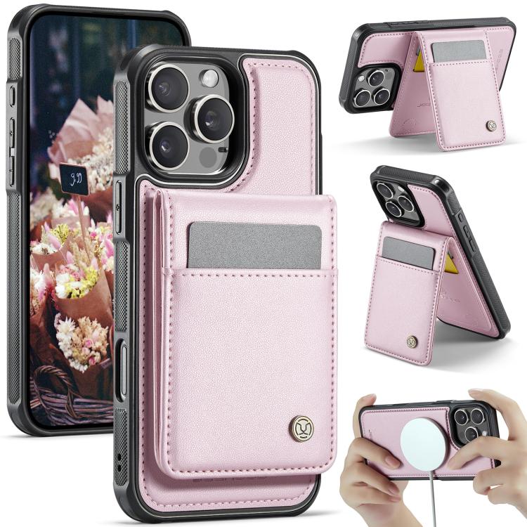 Estuche para Teléfono Jeehood J06 para iPhone 15 Pro Max con Tarjetero Rfid Magsafe (Rosa)
