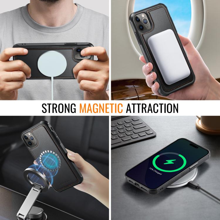 Estuche para teléfono Jeehood J06 para iPhone 11 Pro Max con tarjetero RFID Magsafe (Negro)