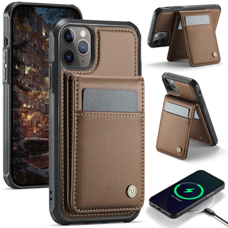 Estuche para Teléfono Jeehood J06 con Tarjetero Rfid Magsafe para iPhone 11 Pro (Marrón)