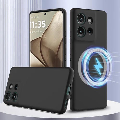 Funda de Silicona a Prueba de Golpes Magsafe para Motorola Edge 50 5G (Negra)