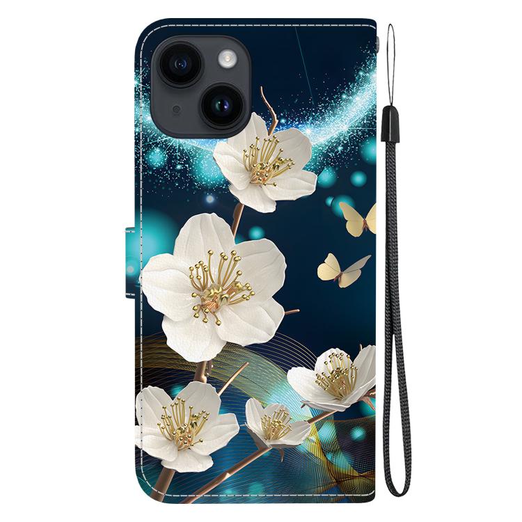 Funda de Cuero para iPhone 14 con Dibujo de Colores y Textura de Cristal (Magnolia)