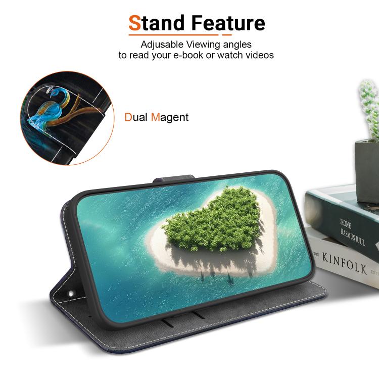 Funda de Cuero para iPhone 13 Pro con Dibujo de Colores y Textura de Cristal (Pavo Real)