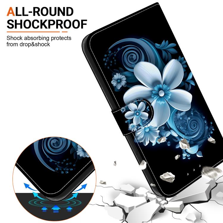 Funda de Cuero para iPhone 11 con Dibujo de Colores y Textura de Cristal (Orquídea Negra)