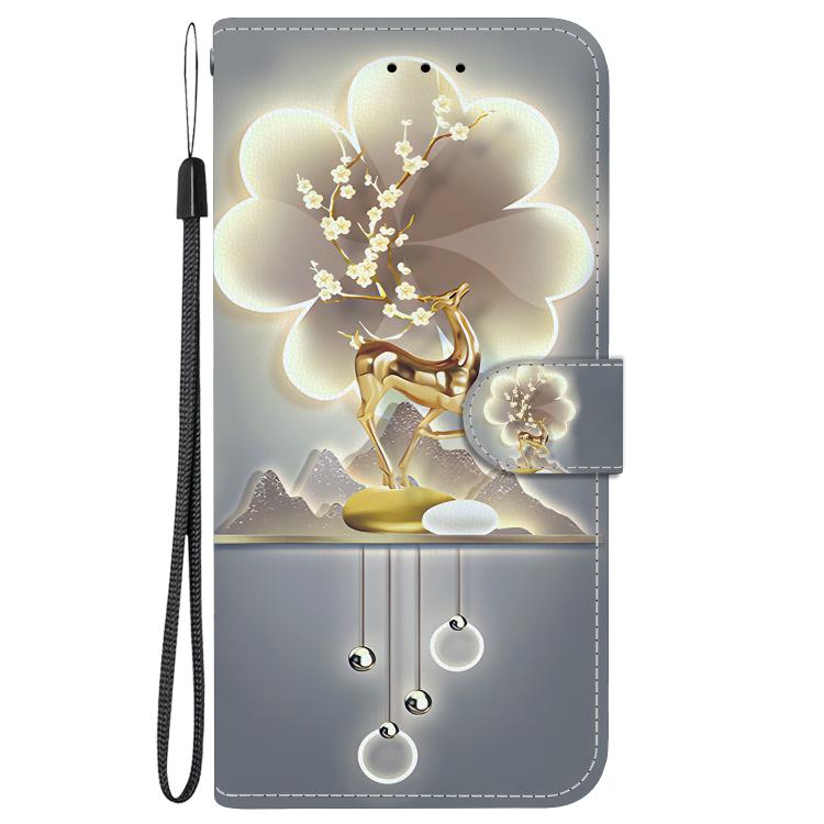 Funda de Cuero para iPhone Xr con Dibujo de Colores y Textura de Cristal (Ciervo Sika)
