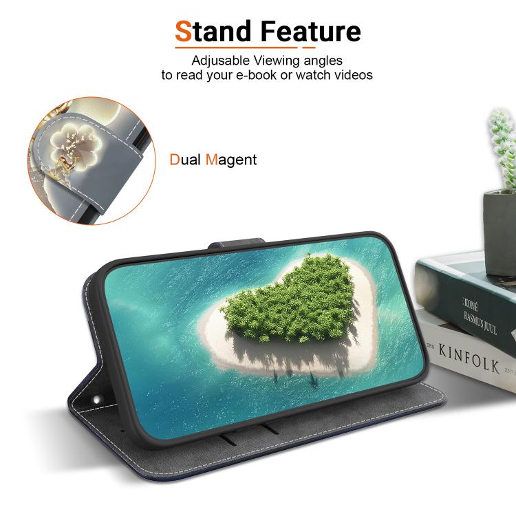 Funda de Cuero para iPhone Xr con Dibujo de Colores y Textura de Cristal (Ciervo Sika)