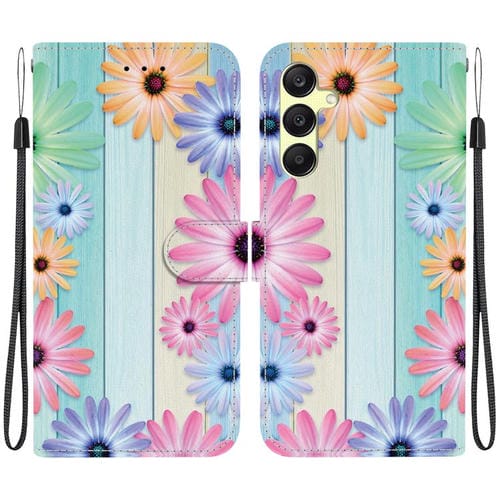 Funda Cuero Samsung Galaxy A25 5G Dibujo Colores Textura Cristal (Girasoles)