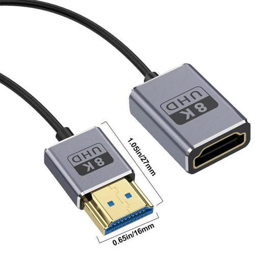 Cable HDMI 2.1 Coaxial en Espiral 0,7 m 8K 48 Gbps Puerto Macho a Hembra Recto
