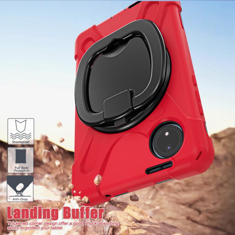 Funda Híbrida de Silicona para Tableta Xiaomi Redmi Pad Se 8.7 con Soporte y Correa para El Hombro (Roja)