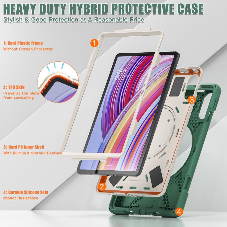 Funda Híbrida de Silicona para Tableta Xiaomi Redmi Pad Pro 12.1 con Soporte y Correa para El Hombro (Verde Esmeralda)