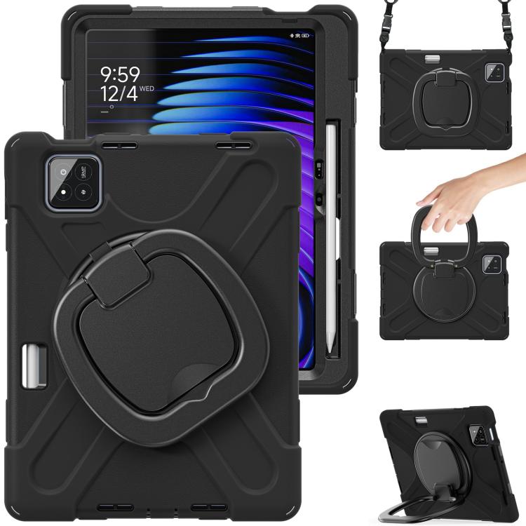 Funda Híbrida de Silicona para Tableta Xiaomi Pad 7/7 Pro con Soporte y Correa para El Hombro (Negra)