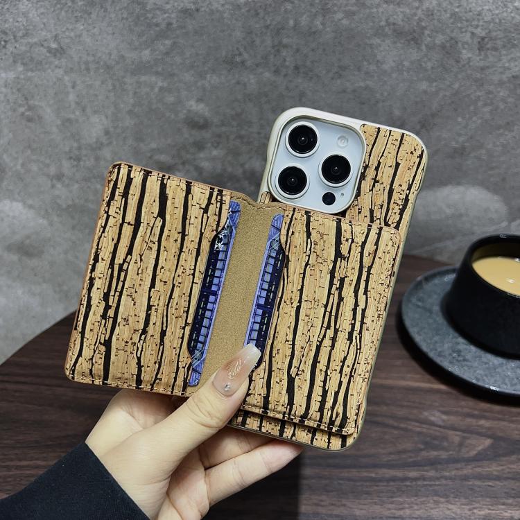 Estuche para Teléfono Denior D24 Paint con Ranura para Tarjeta Magsafe para iPhone 14 Pro Max (Veta de Madera Amarilla)