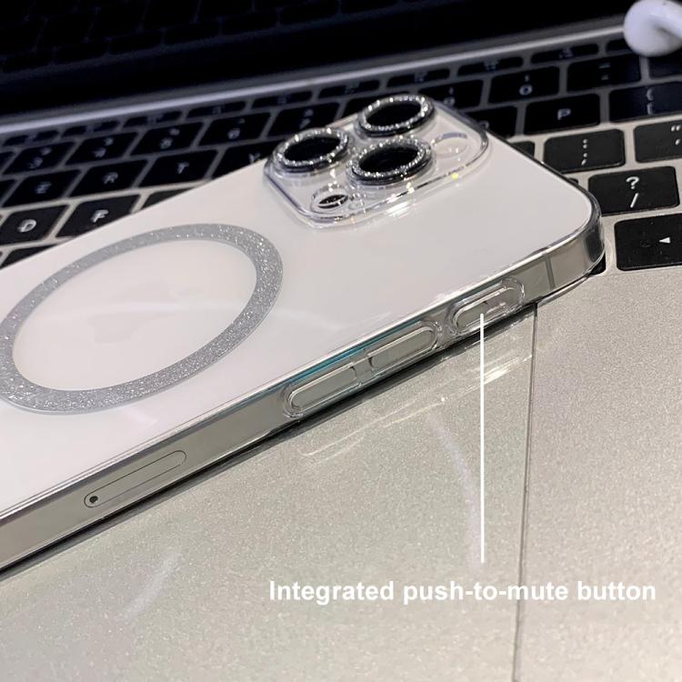 Funda para Teléfono con Anillo Magnético Purpurina Magsafe para iPhone 13 Pro (Transparente)