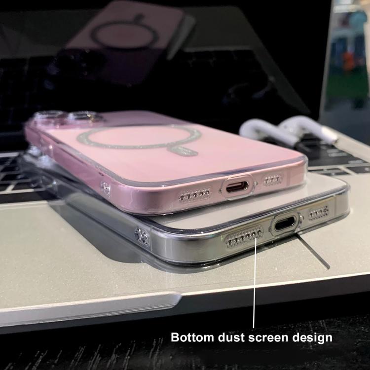 Funda para Teléfono con Anillo Magnético Purpurina Magsafe para iPhone 13 Pro (Transparente)