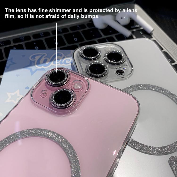 Funda para Teléfono con Anillo Magnético Purpurina Magsafe para iPhone 13 Pro (Transparente)