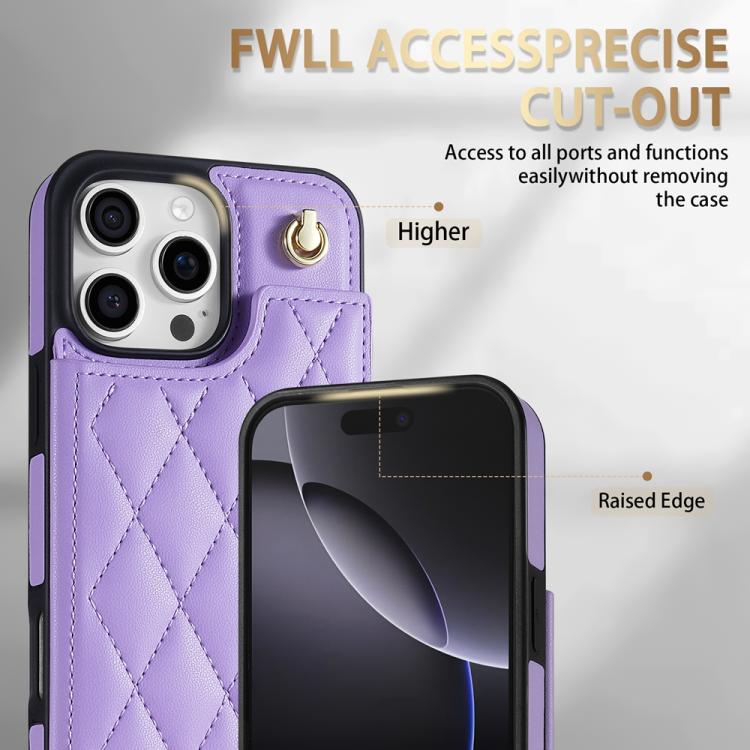 Estuche para Teléfono iPhone 12 Pro Max Ranuras para Tarjetas Hebilla Doble Cordón (Morado)