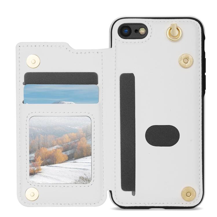 Estuche para Teléfono Rombal para iPhone 8 Plus/7 Plus con Ranuras y Cordón (Blanco)