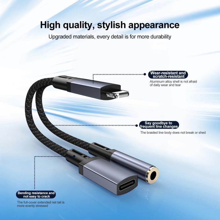 Cable Adaptador Audio Usb-C 8 Pines a 3,5 Mm (Gris)