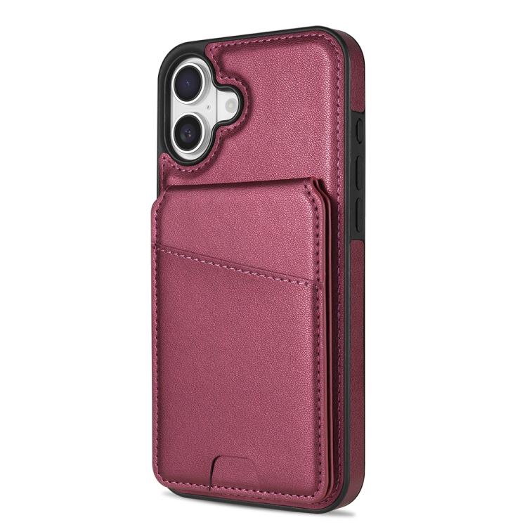 Funda para Teléfono Magsafe con Tarjetero Desmontable para iPhone 16 Plus (Rojo Vino)