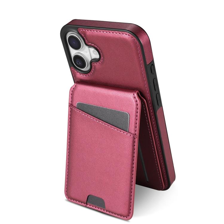 Funda para Teléfono Magsafe con Tarjetero Desmontable para iPhone 16 Plus (Rojo Vino)