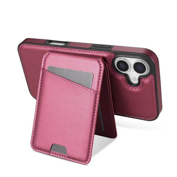 Funda para Teléfono Magsafe con Tarjetero Desmontable para iPhone 16 Plus (Rojo Vino)