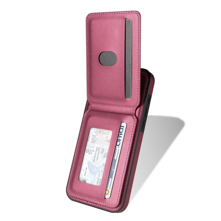 Funda para Teléfono Magsafe con Tarjetero Desmontable para iPhone 16 Plus (Rojo Vino)