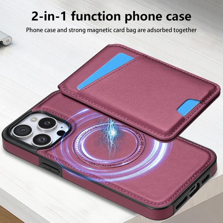 Funda para Teléfono Magsafe iPhone 11 Pro con Tarjetero Desmontable (Rojo Vino)
