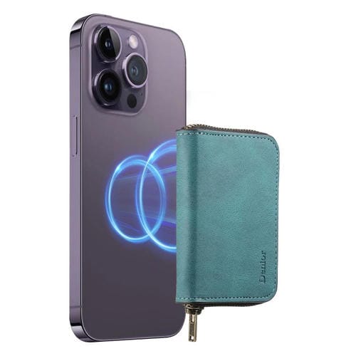 Estuche para Tarjetas Denior V17 Skin Feel con Cremallera RFID Magsafe (Verde)