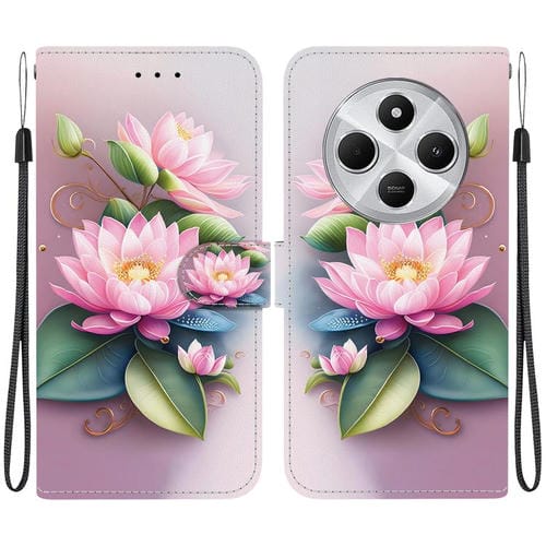 Funda de Cuero con Dibujo de Colores y Textura de Cristal para Redmi 14C 4G (Lotus)