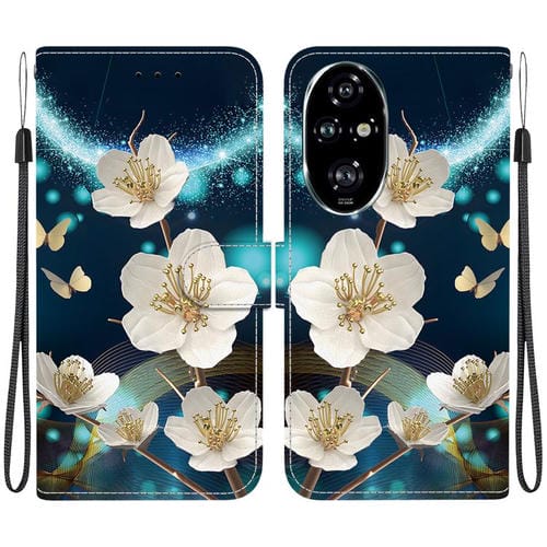 Funda de Cuero Honor 200 Pro 5G con Dibujo de Colores y Textura de Cristal (Magnolia)