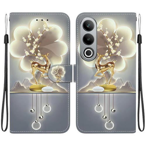 Funda de Cuero con Dibujo y Textura de Cristal para OnePlus Nord Ce4 5G (Ciervo Sika)