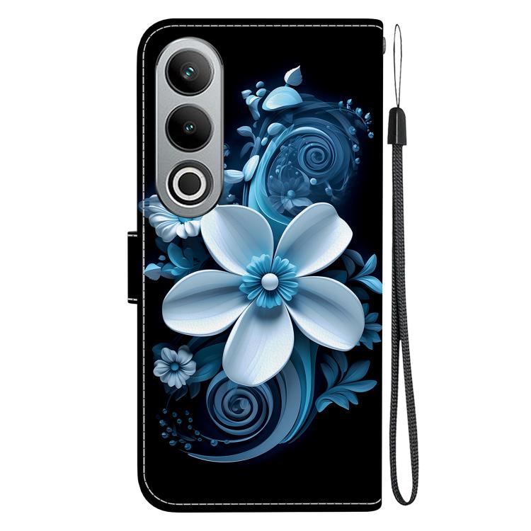 Funda de Cuero con Dibujo y Textura de Cristal para OnePlus Nord Ce4 5G (Orquídea Negra)